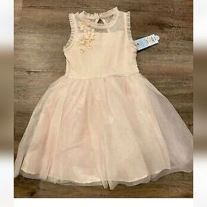Girls' Floral Dress Tulle Sleeveless- Cat & Jack Champagne Beige Size 4 /5Y